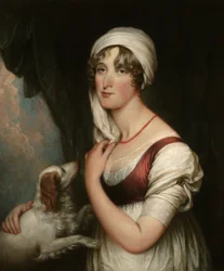 Sarah Trumbull med en spaniel