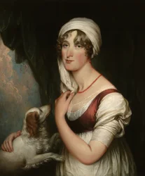 Sarah Trumbull med en spaniel