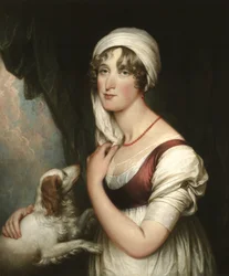 Sarah Trumbull med en spaniel, ca 1802