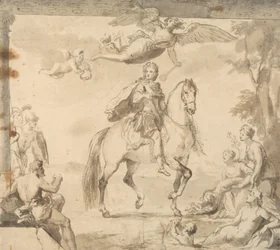 Förberedande studie för dekorationen "Equestrian Portrait of George I"