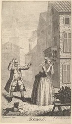 Frontispice till Molières Sganarelle, ou le Cocu Imaginaire The Imaginary Cuckold, ca. 1732.