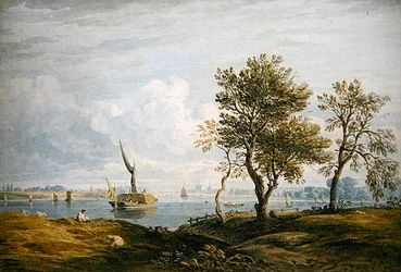 Battersea från Themsen (akvarell)