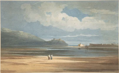 Harlech Castle på andra sidan Traeth Mawr