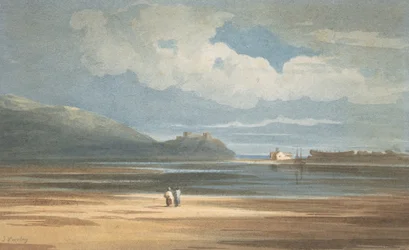 Harlech slott tvärs över Traeth Mawr, 1800-1842.