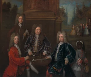 Elihu Yale med medlemmar av sin familj och ett förslavat barn