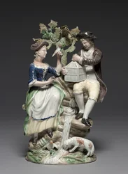 Group with Birdcage, made by Staffordshire Factory, c.1770