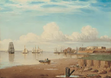 Fartyg på Humber och South Blockhouse, tidigt 1830-tal (olja på pannå)
