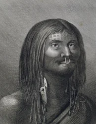 Polynesisk man från Nootka Sound, illustration av John Webber (1752-1793) gjord under James Cooks (1728-1779) tredje resa (1776-1779),
