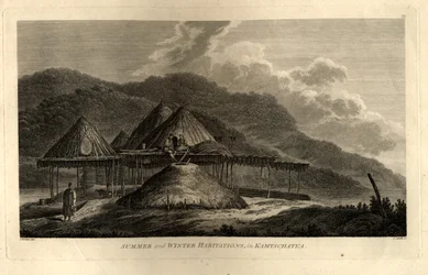 Sommar- och vinterboende i Kamchatka från resan till Stilla havet, 1785