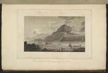 Utsikt över julhamnen på ön Kerguelen, december 1776