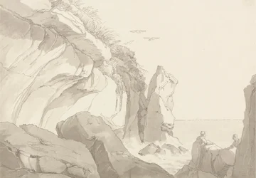 The Warren Near Exmouth, Devon: Figurer on Rocks at the Sea