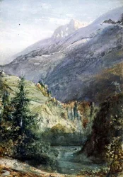 On the Road of Sepey, Schweiz (akvarell och gouache på papper)