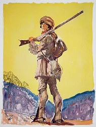 Davy Crockett (litho i färg)