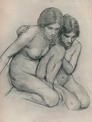 Studie för The Nymphs Finding the Head of Orpheus, c1899