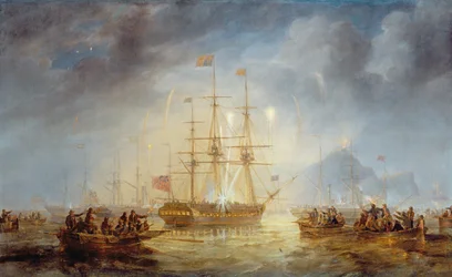 Drottning Victorias ankomst till Edinburgh (olja på duk)