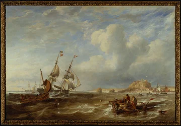 Den 78-ton tunga Brigantine "The Advocate" utanför St. Helier, Jersey, 1749