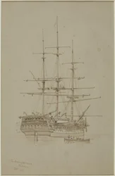 The Buckinghamshire, Bombay (penna och akvarell (monokrom) på papper (grå))