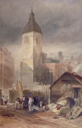 Rivning av Church of St Benet Fink, City of London, 1844