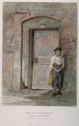 Dörren till en gammal herrgård i Gravel Lane, City of London, 1851