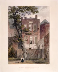 Utsikt över Miltons residens, Petty France, Westminster, London, 1851