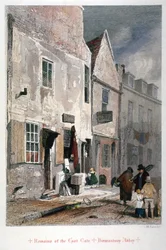 Utsikt över resterna av den östra porten av Abbey of St Saviour, Bermondsey, London, 1851