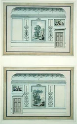 Design för väggdekoration (bläck och wc på papper)