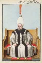 Mustapha III (1717–74) Sultan 1757–74, från ”En serie porträtt av Turkiets kejsare”