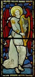 Musikalisk ängel, 1870 (målat glas)
