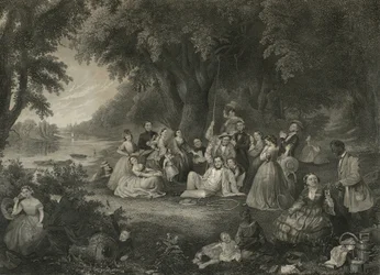Picknicken den fjärde juli, ca 1864 (gravyr med blandad metod)