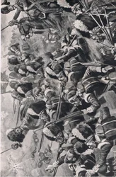 Slaget vid Alma, 20 september 1854: The 93rd Highlanders frammarsch, illustration från British Battles on Land and Sea, 1915