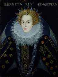 Porträtt av drottning Elizabeth I (1533-1603) (olja på duk)