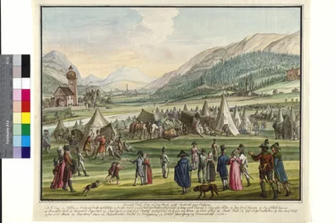 Kejserligt ryskt läger på Neurauth vid Innsbruck 1799 (akvarell)