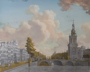 Utsikt över tornet Jan Roodenpoortstoren och Singelkanalen, Amsterdam