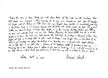Utdrag ur Dean Swifts journal, adresserad till Mrs Dingley, 1712, 1840