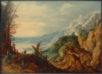 Bergslandskap med resenärer