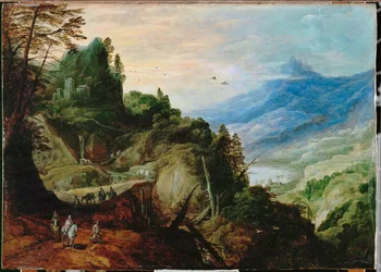 Väg över ett bergspass (målning på duk)