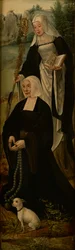 Saint Monica och en givare, ena vinge av en altartavla (olja på panel)