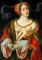 Tidig nederländsk konst: Lucrece - Lucretia par Cleve, Joos van (ca 1485-1540), ca 1521-1525. Olja på trä, 75,7x53,9. Konsthistoriska museet, Vienne