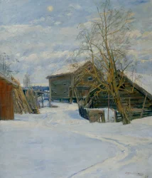 Hus i ett vinterlandskap