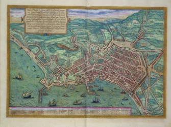 Karta över Neapel, ur ”Civitates Orbis Terrarum” av Georg Braun (1541-1622) och Frans Hogenberg (1535-90), ca 1572