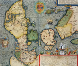Karta över Nordeuropa, ur ”Civitates Orbis Terrarum” av Georg Braun (1541-1622) och Frans Hogenberg (1535-90), ca 1572-1617
