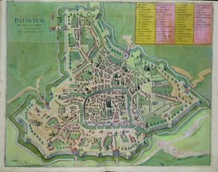 Karta över Padua, ur ”Civitates Orbis Terrarum” av Georg Braun (1541-1622) och Frans Hogenberg (1535-90), omkring 1572-1617