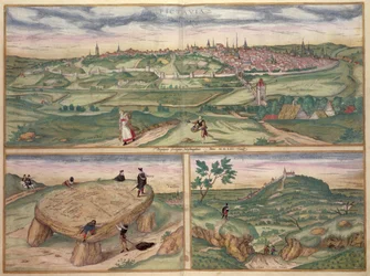 Karta över Poitiers, från "Civitates Orbis Terrarum" av Georg Braun (1541-1622) och Frans Hogenberg (1535-90), 1561