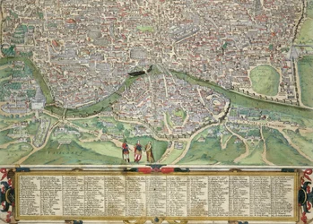 Karta över Rom, ur «Civitates Orbis Terrarum» av Georg Braun (1541-1622) och Frans Hogenberg (1535-90), ca 1572-1617