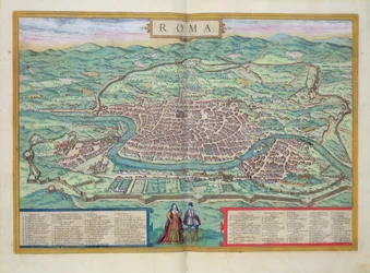 Karta över Rom, från "Civitates Orbis Terrarum" av Georg Braun (1541-1622) och Frans Hogenberg (1535-90), ca 1572