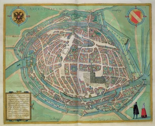 Karta över Strasbourg, ur ”Civitates Orbis Terrarum” av Georg Braun (1541-1622) och Frans Hogenberg (1535-90), ca 1572