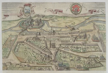 Utsikt över Lowicz, från "Civitates Orbis Terrarum" av Georg Braun (1541-1622) och Frans Hogenberg (1535-90)