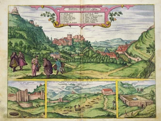 Vy över Alhambra, från Civitates Orbis Terrarum av Georg Braun (1541-1622) och Frans Hogenberg (1535-90), 1564