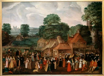 Bröllopsfest i Berdmondsey Målning av Georges Hoefnagel (1542-1601) (ec.engl.) 1600 Privat samling