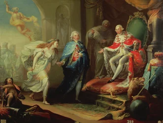 Godoy presenterar fred till Karl IV, 1796